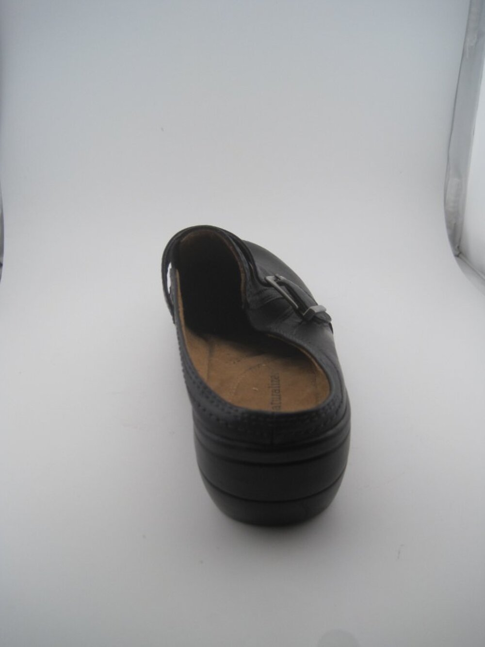 Naturalizer Women's Size 7 Black Leather Slip On Adjustable Strap Linton Clogs - Picture 9 of 10